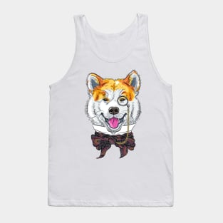 Funny cartoon hipster dog Akita Inu Tank Top